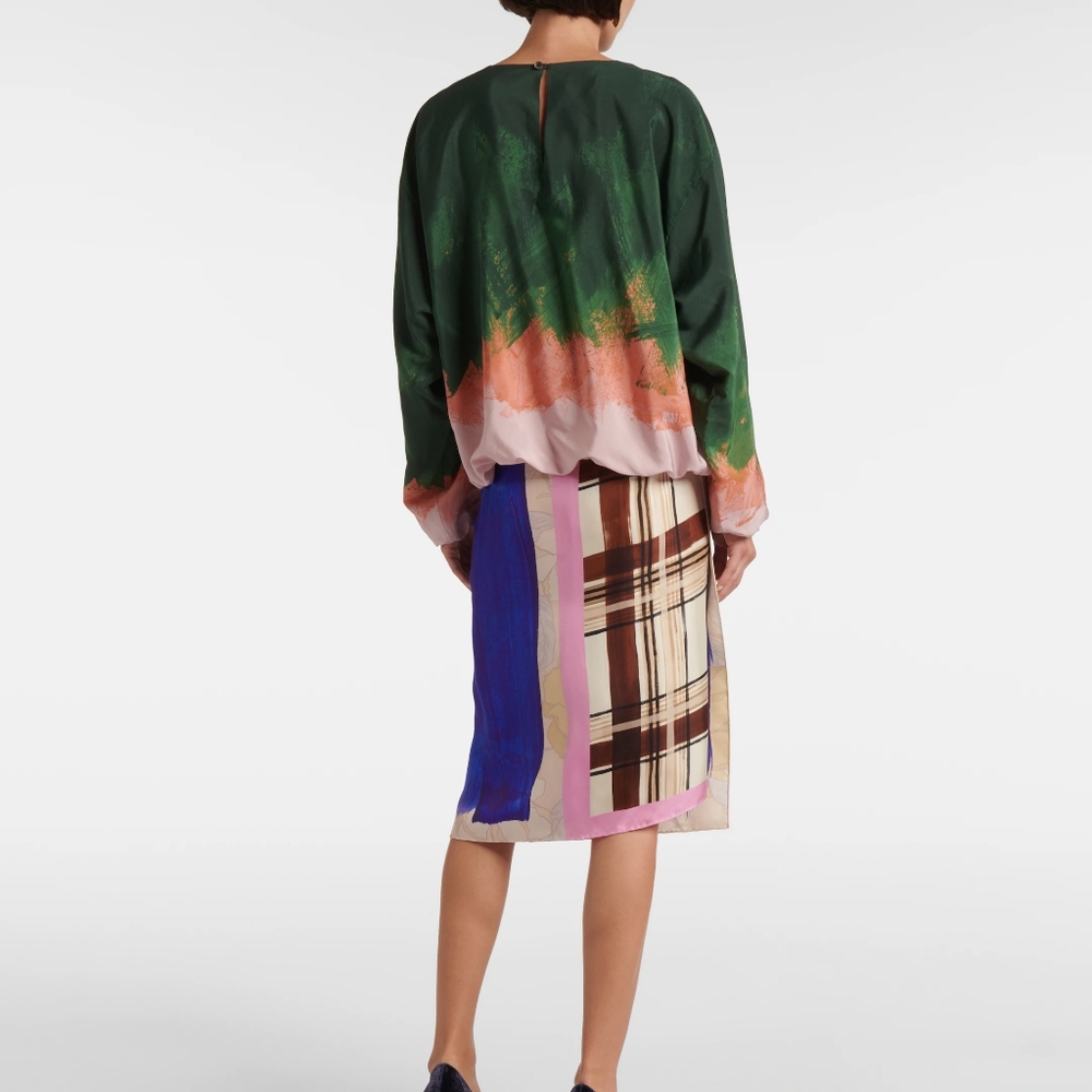 Dries Van Noten Capo Stretch-Silk Bubble Pullover Top - Picture 2 of 13